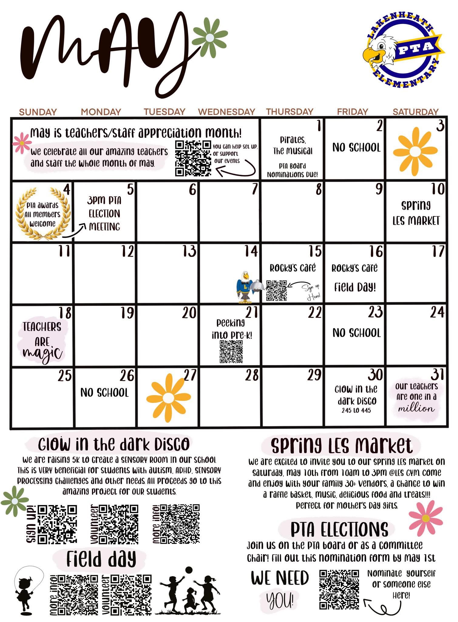 PTA May Events Calendar